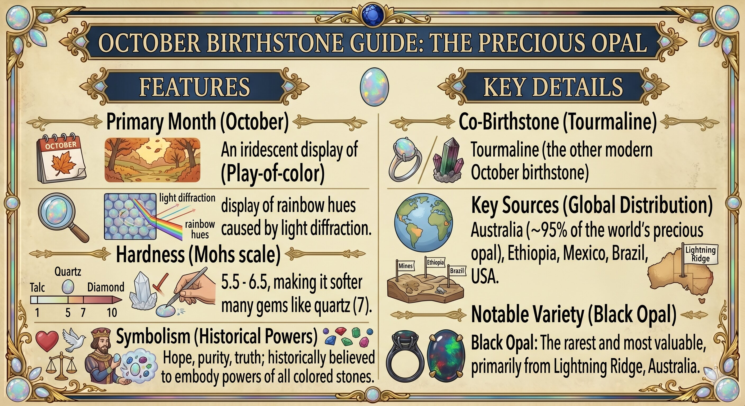 comparison of the October birthstones 